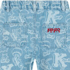 بنطلون بنات دينيم بالشعار باللون الأزرق , 1, hi-res